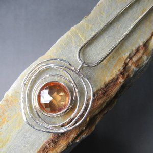 Orbital Citrine Pendant Necklace, Sterling Silver